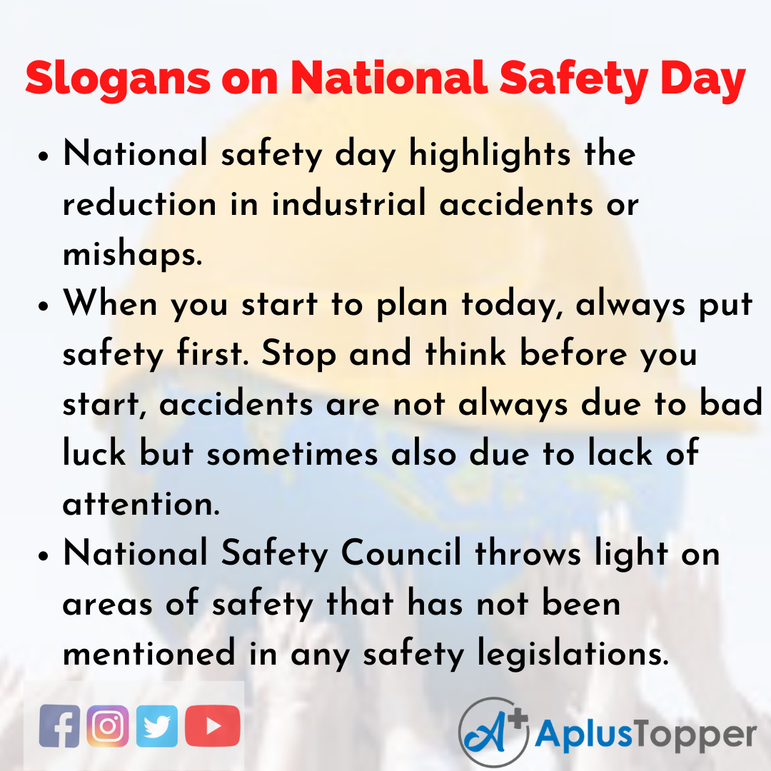 National Safety Day Slogans | 15 Unique and Catchy National Safety Day ...