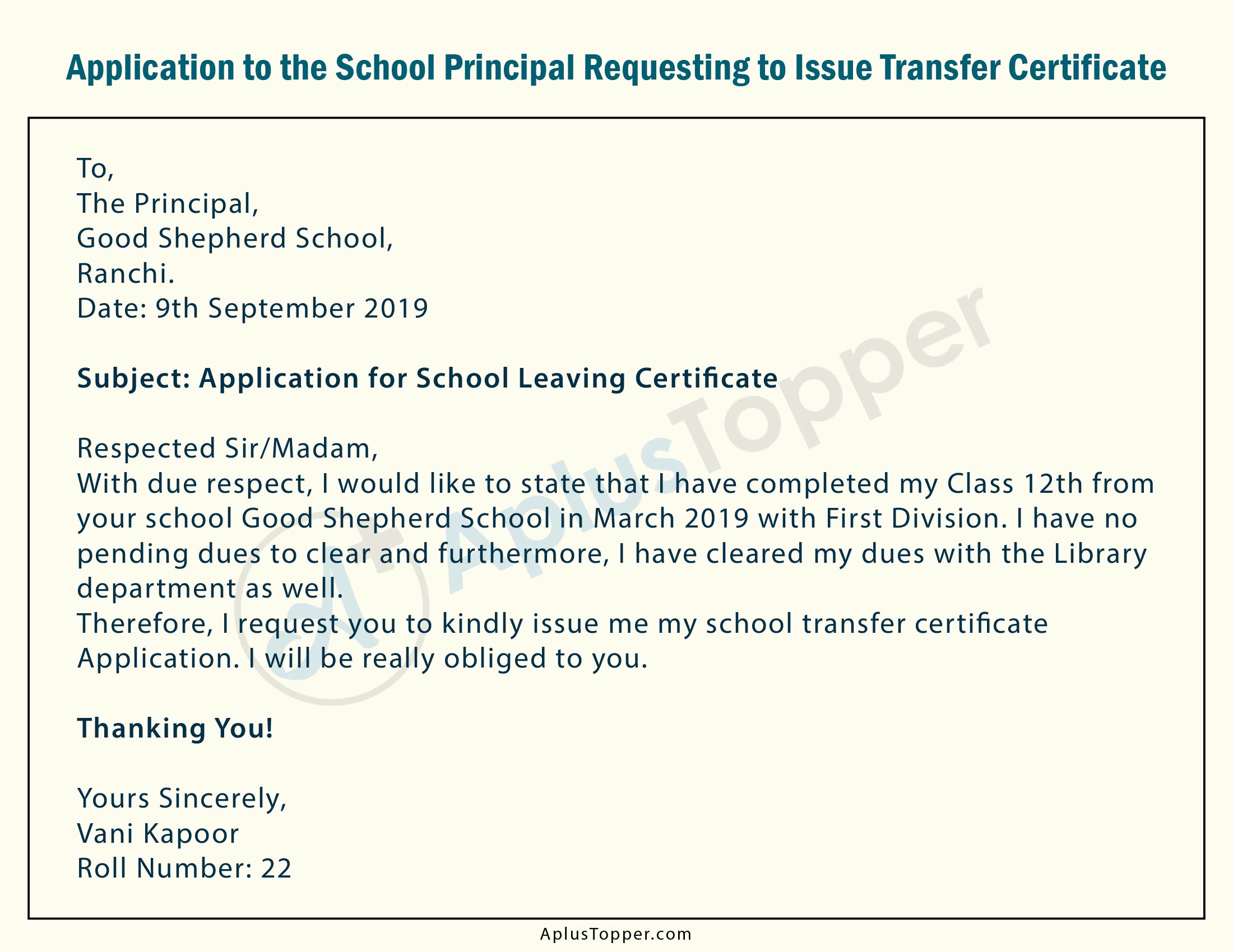 Application for TC by Parents Format and Samples | How to Write an ...