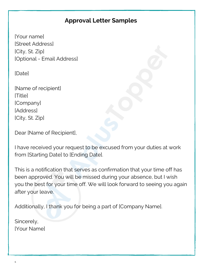 Approval Letter Samples