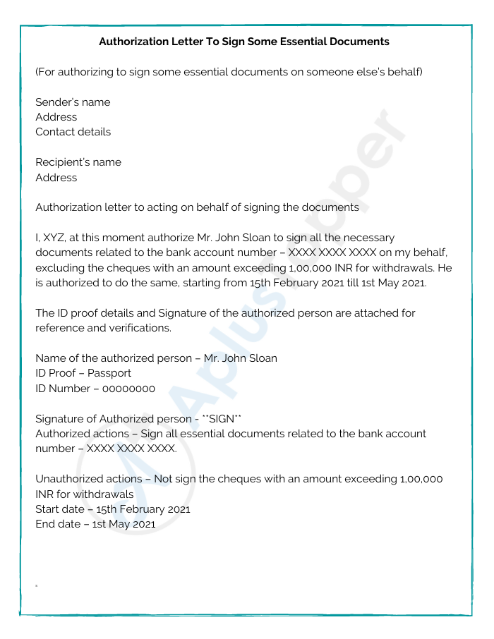 Authorization Letter To Sign Some Essential Documents