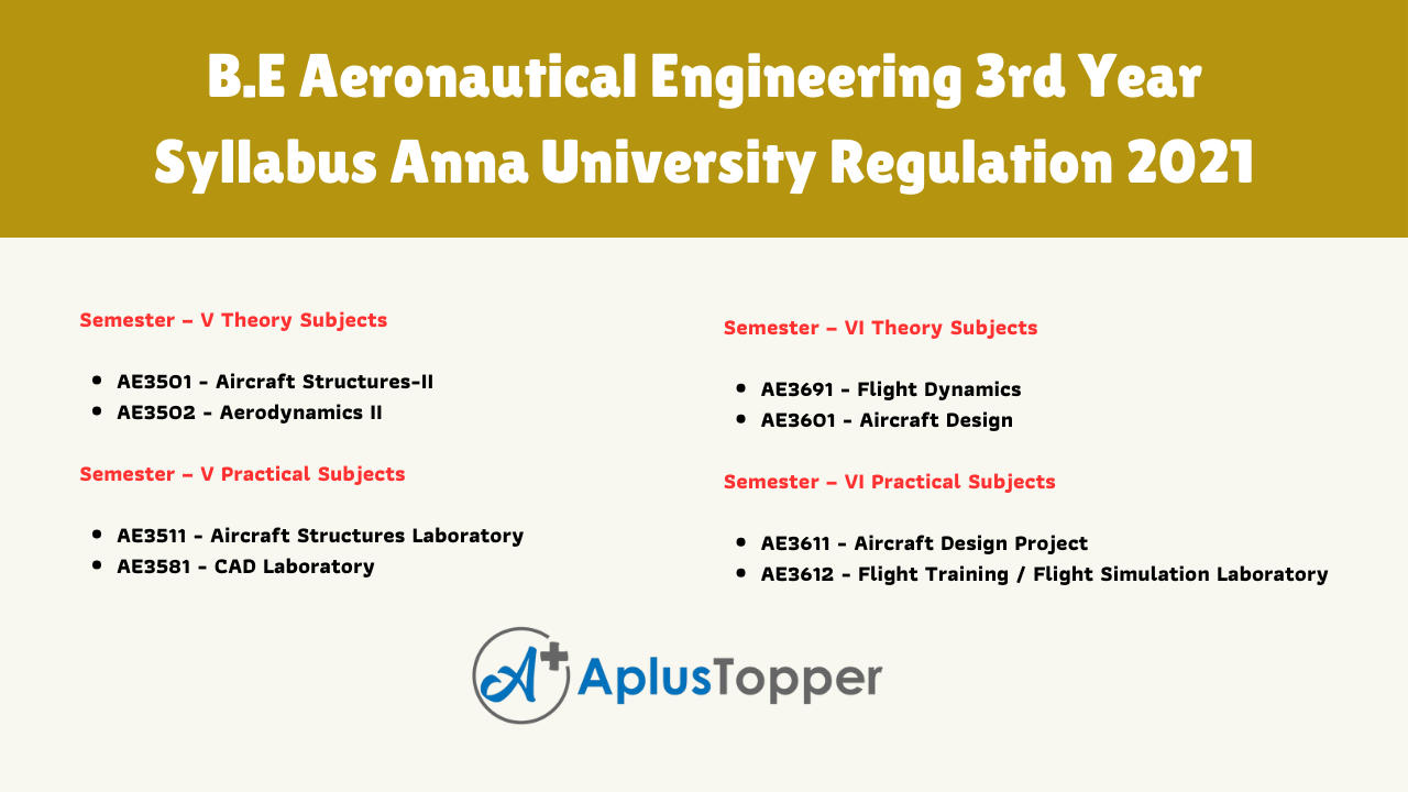 B.E Aeronautical Engineering 3rd Year Syllabus Anna University Regulation 2021