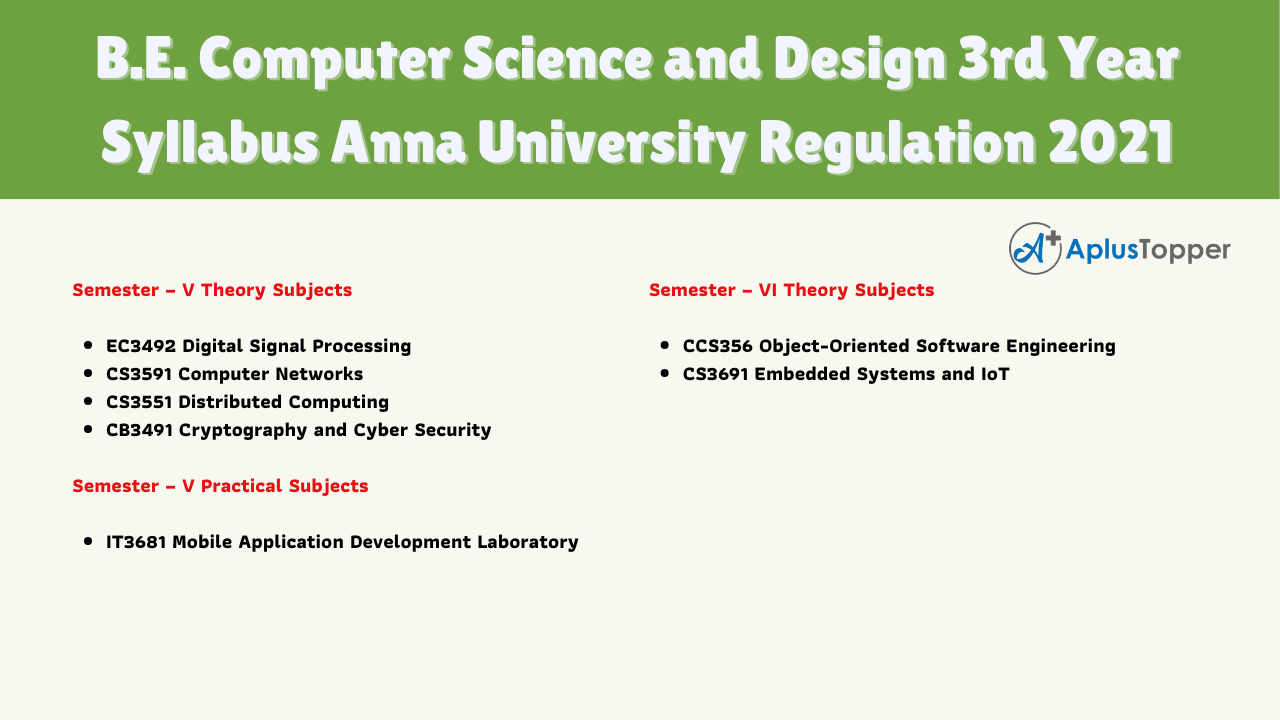 B.E. Computer Science and Design 3rd Year Syllabus Anna University Regulation 2021