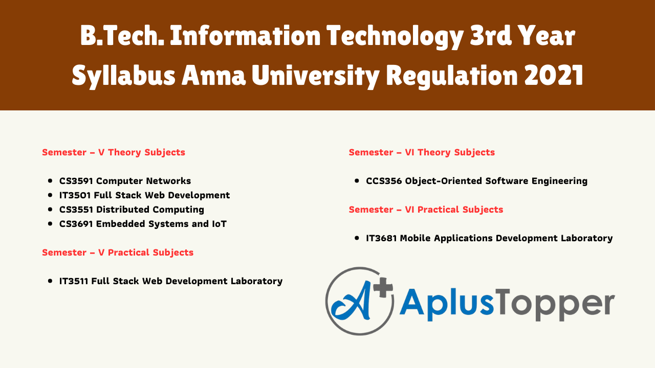 B.Tech. Information Technology 3rd Year Syllabus Anna University Regulation 2021