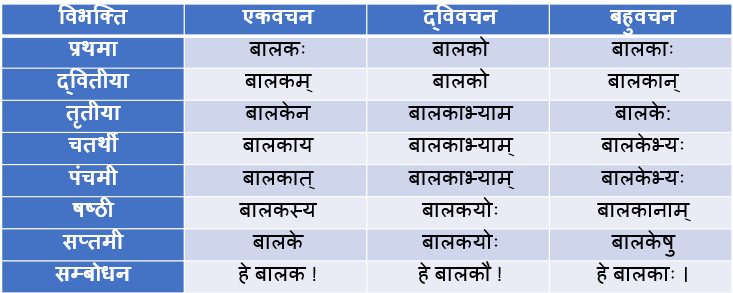 Akarant Pulling Balak Ke Shabd Roop In Sanskrit