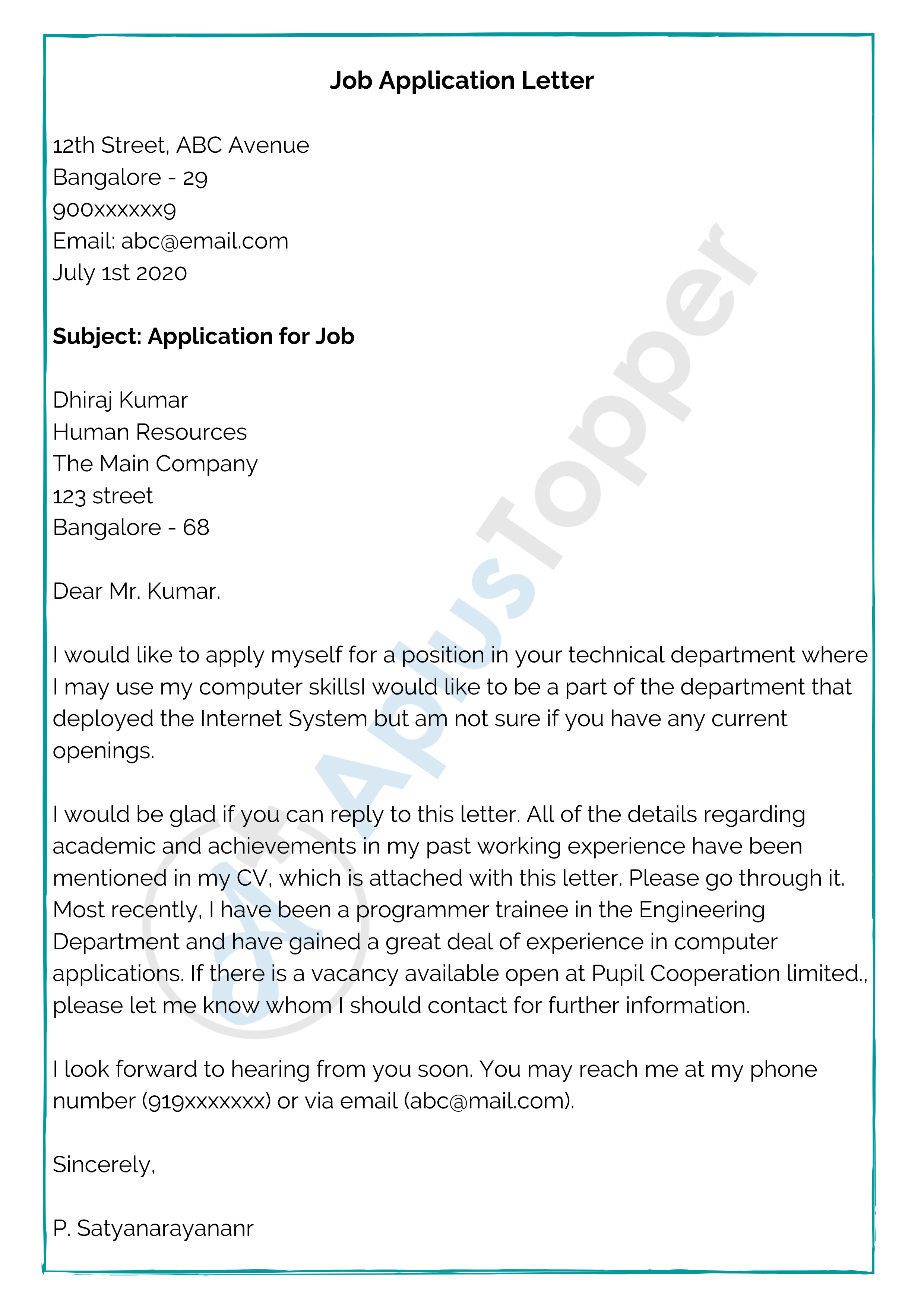 Job Application Letter