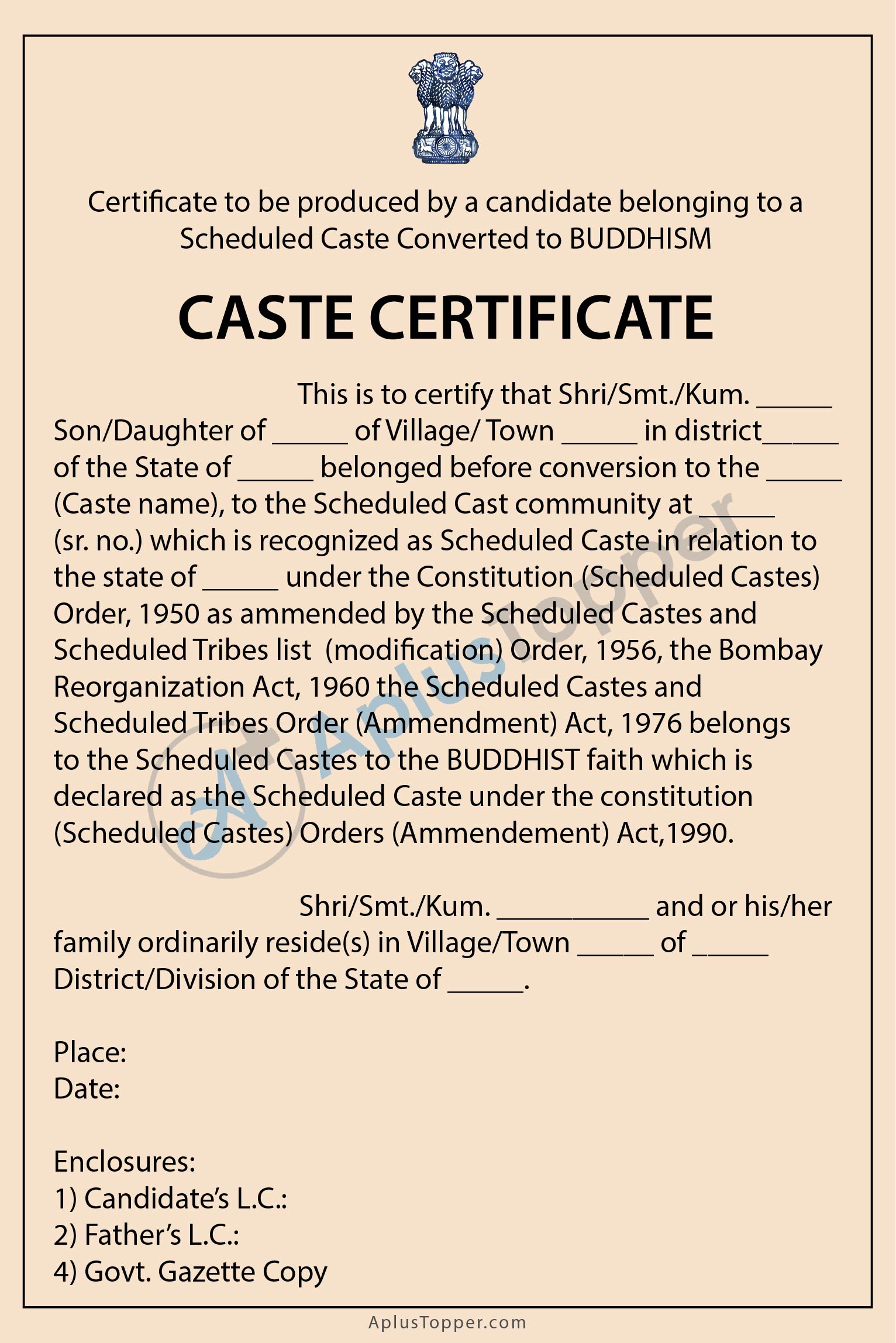 Caste Certificate