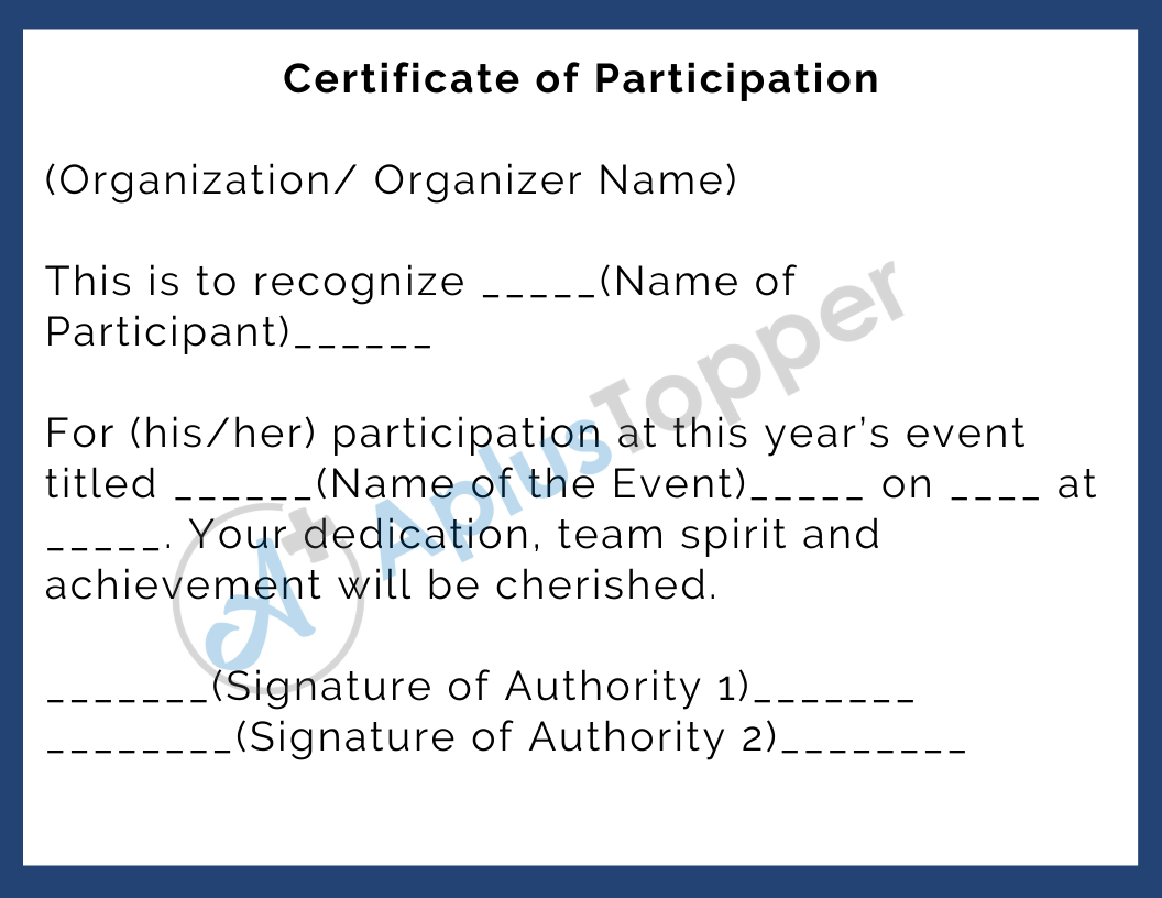 Certificate of Participation