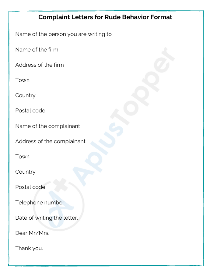 Complaint Letters for Rude Behavior Format