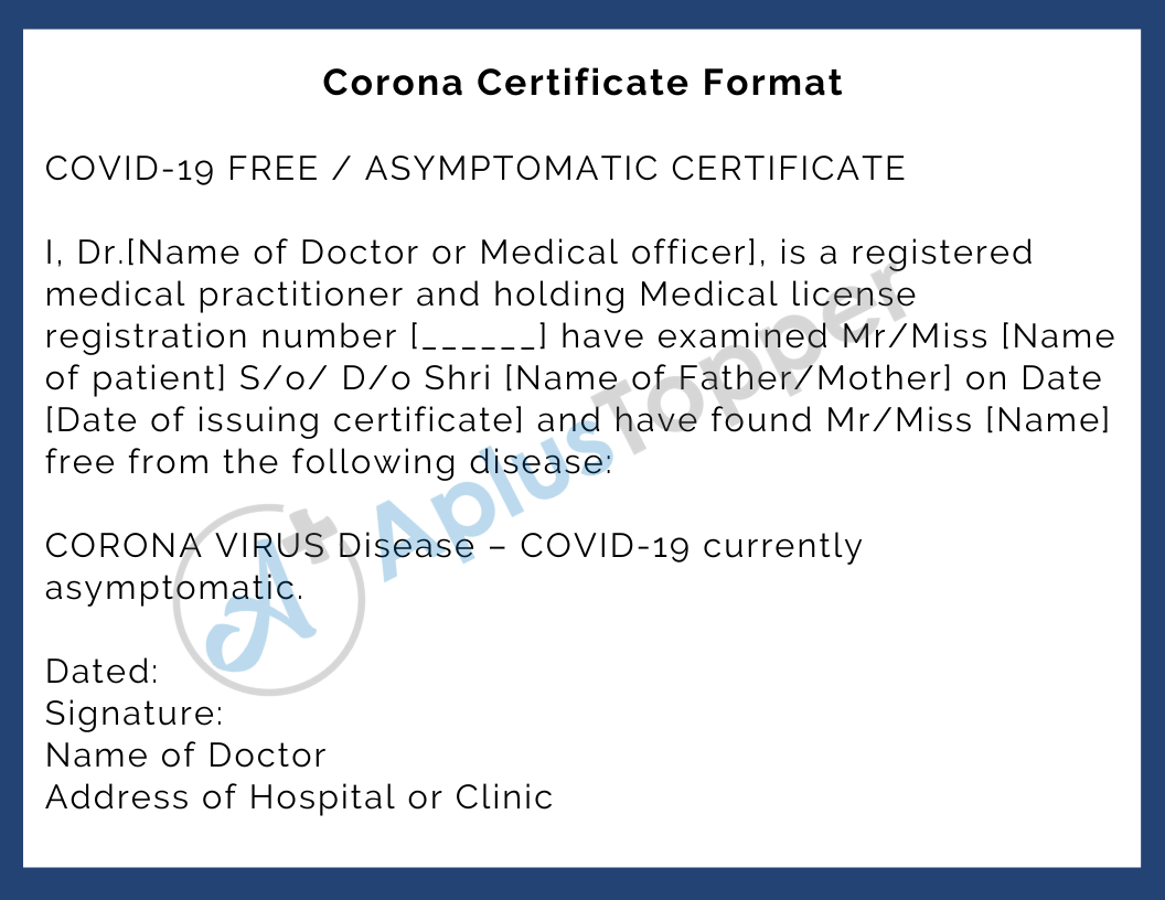 Corona Certificate Format