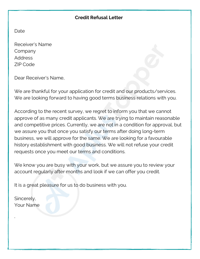 Credit Refusal Letter