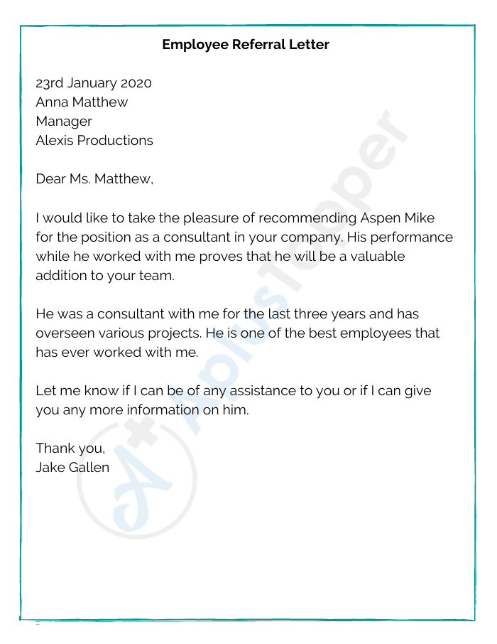 Employee Referral Letter