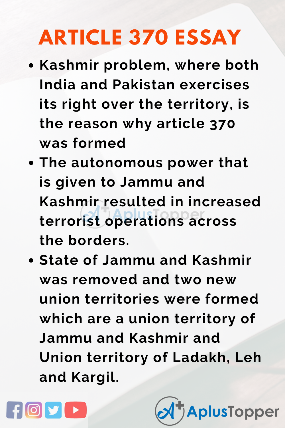 Essay About Article 370