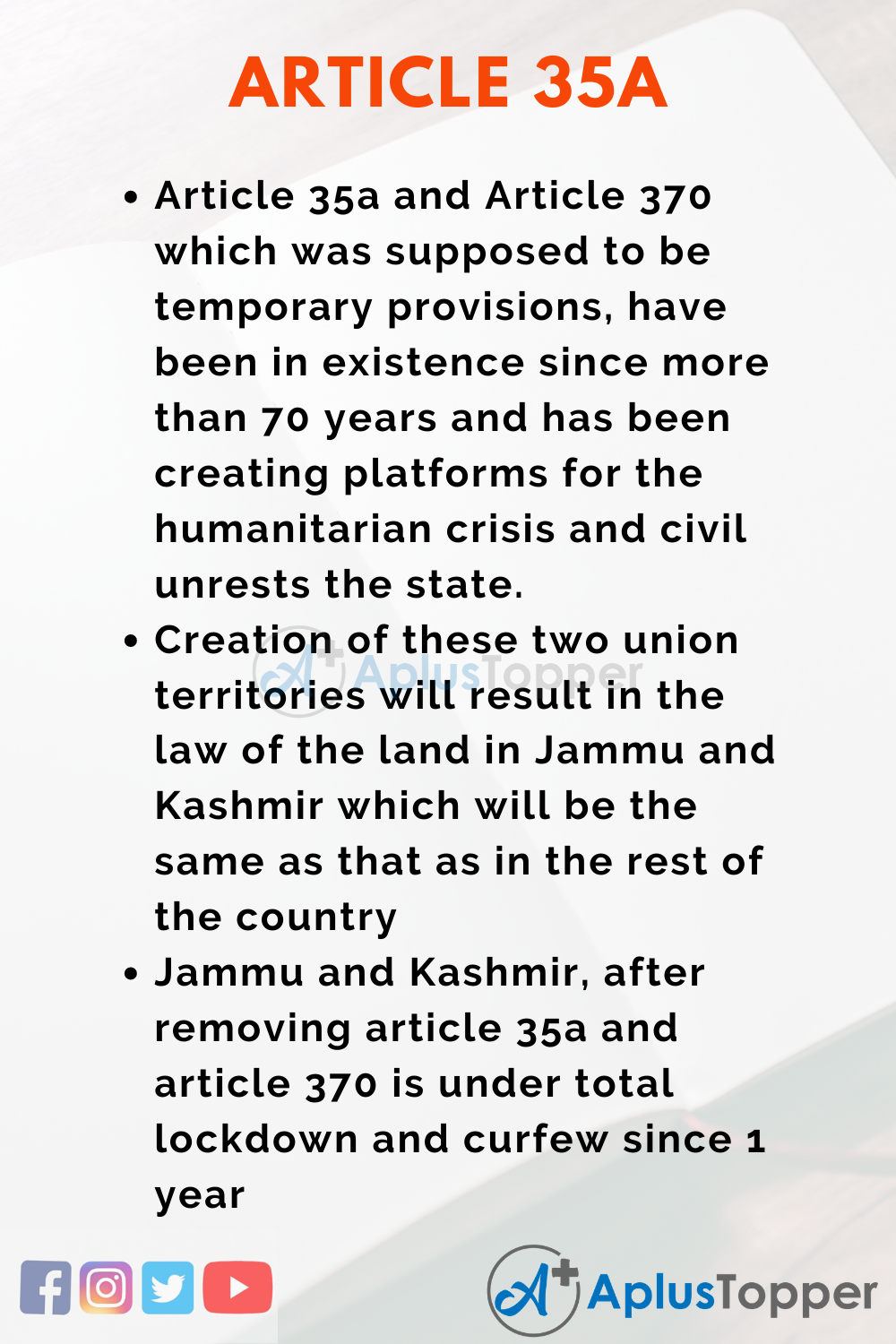 Essay about Article 35A of Indian Constitution