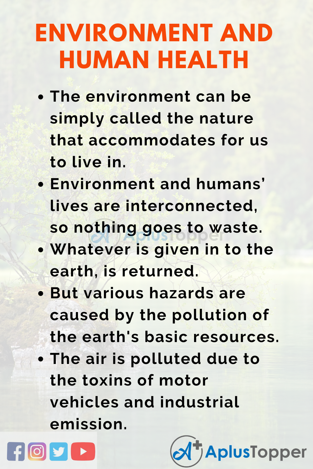 Essay about Environment and Human Health