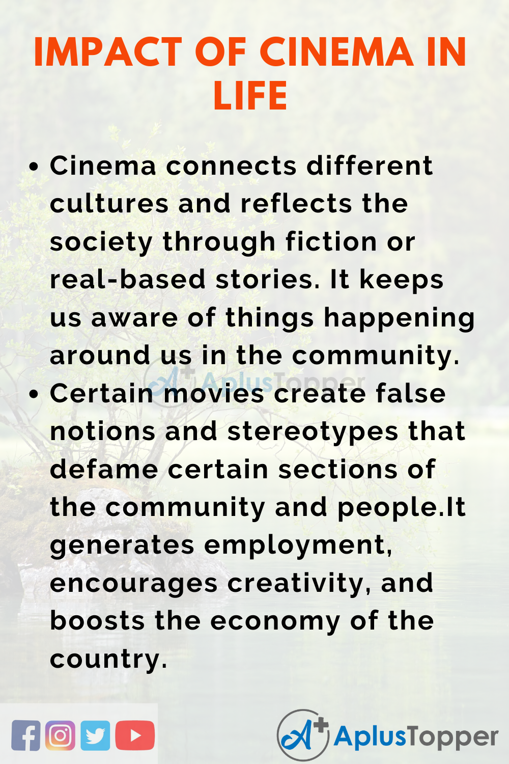 Essay about Impact of Cinema in Life