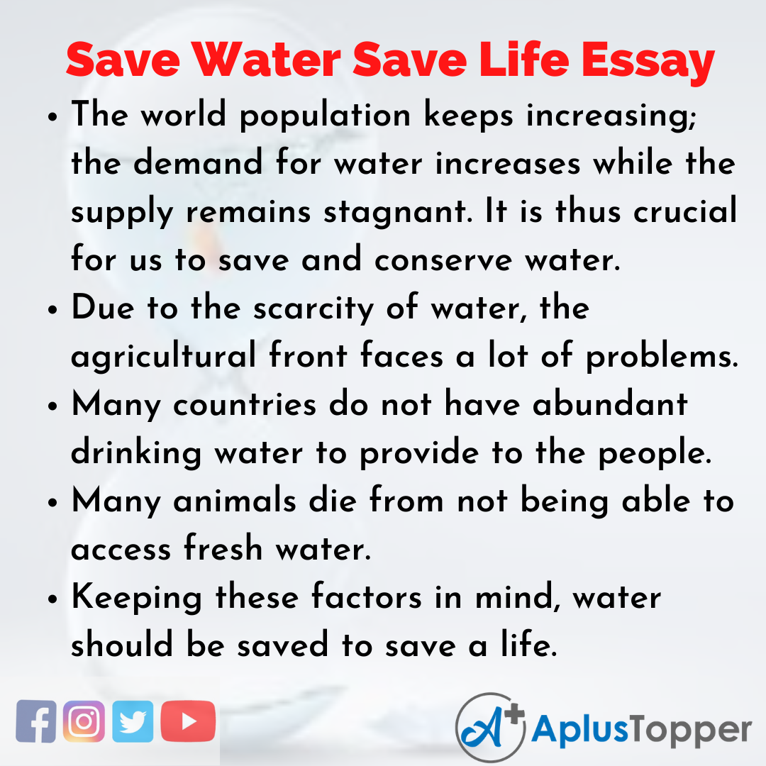 Essay about Save Water Save Life