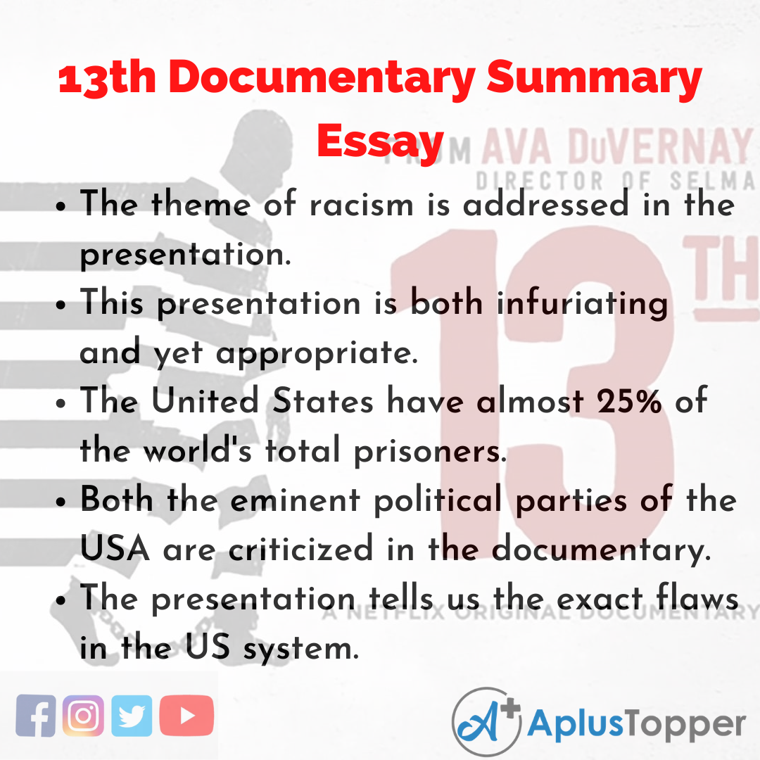 Essay on 13th Documentary Summary