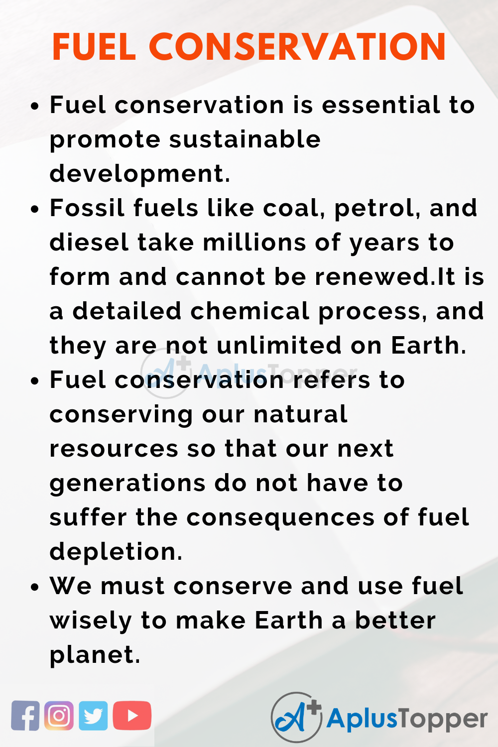 Essay on Fuel Conservation