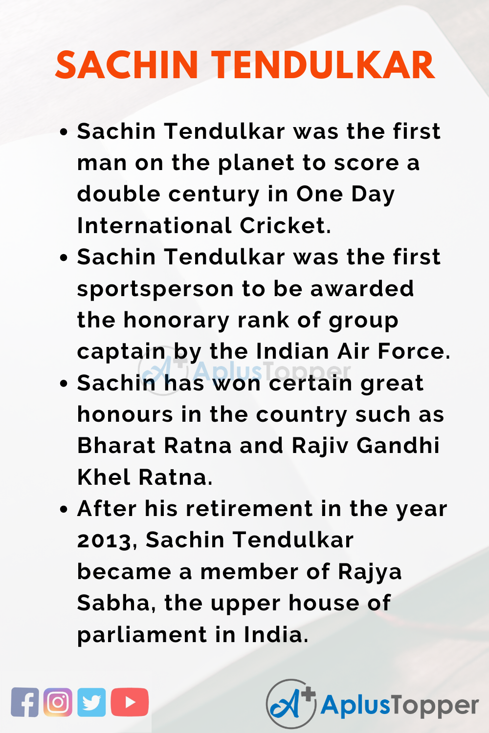 Essay on Sachin Tendulkar