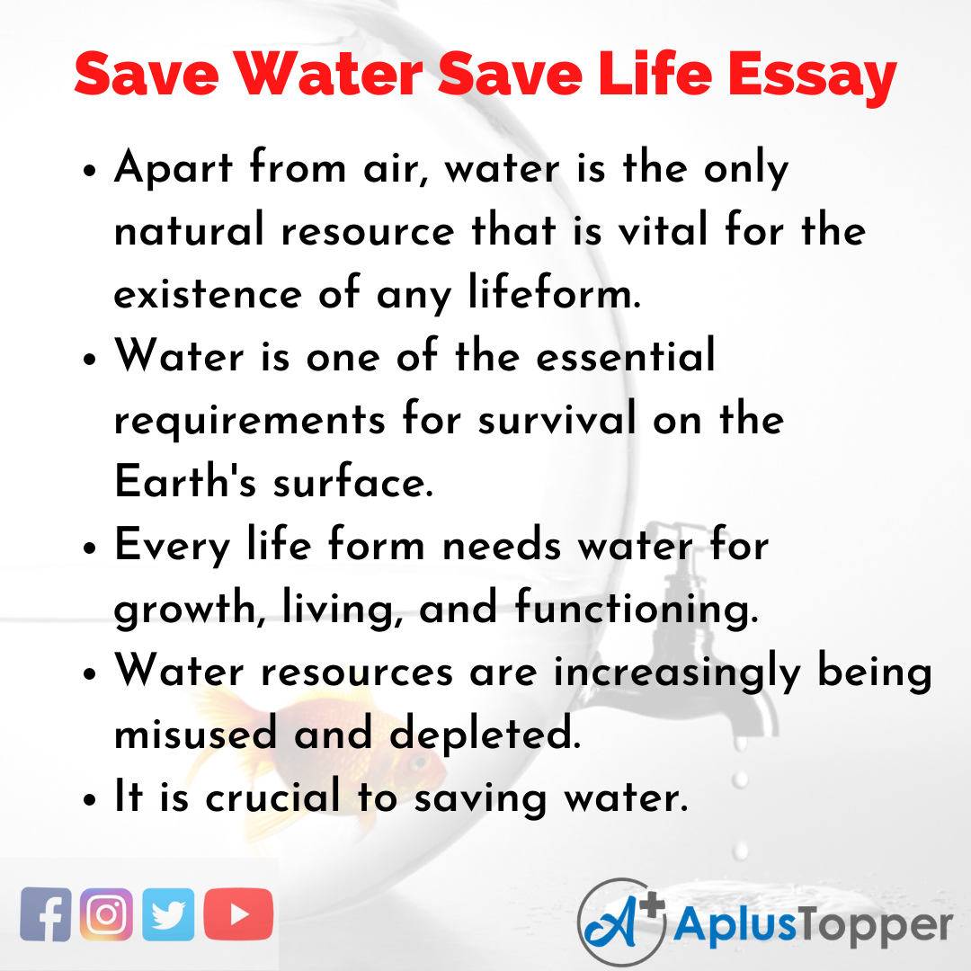 Essay on Save Water Save Life