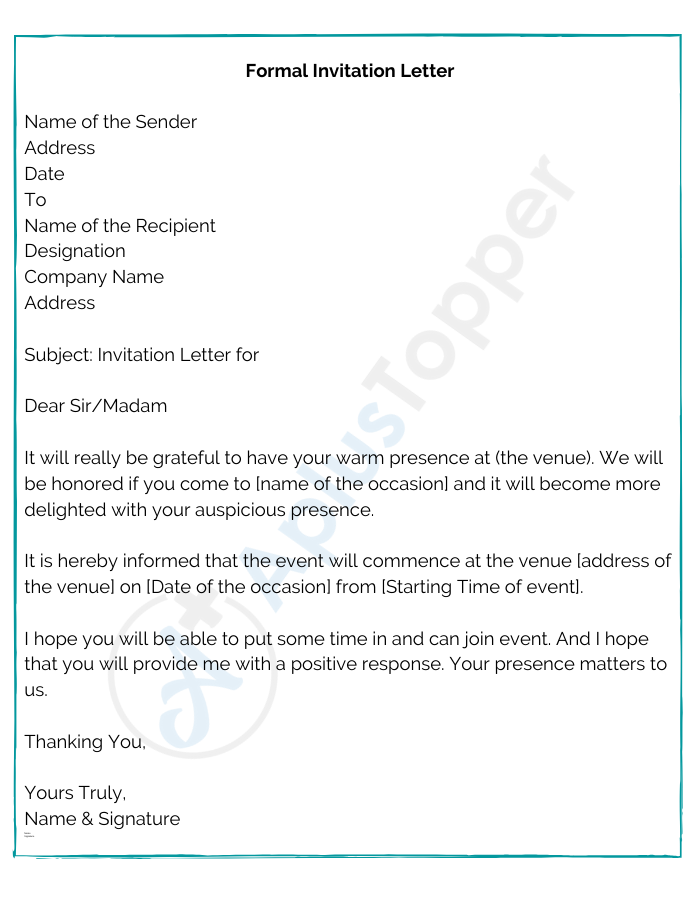 Formal Invitation Letter