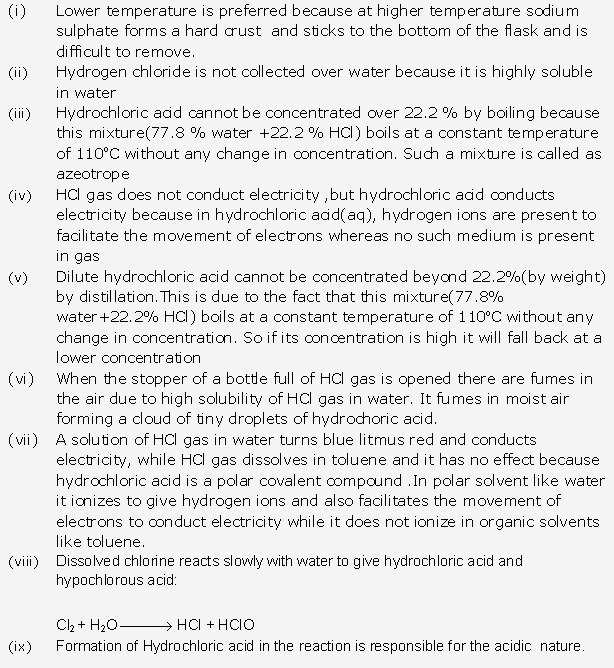 Frank ICSE Solutions for Class 10 Chemistry - Study of Compounds-I Hydrogen Chloride 7