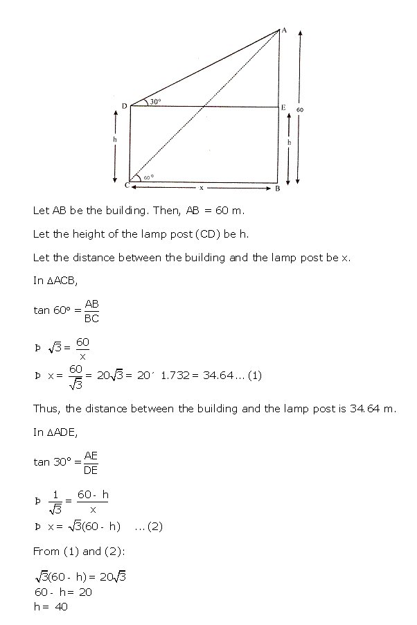 Frank ICSE Solutions for Class 10 Maths Heights and Distances Ex 22.1 33