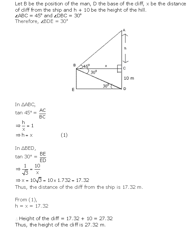 Frank ICSE Solutions for Class 10 Maths Heights and Distances Ex 22.1 37