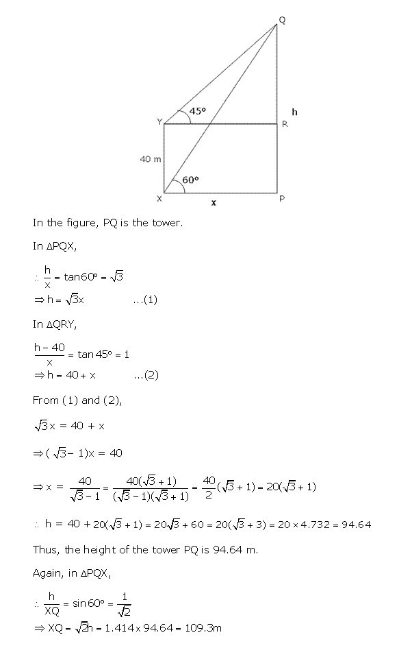 Frank ICSE Solutions for Class 10 Maths Heights and Distances Ex 22.1 52