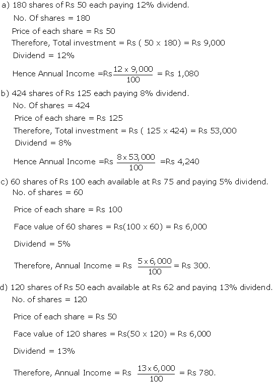 Frank ICSE Solutions for Class 10 Maths Shares and Dividends Ex 4.1 2