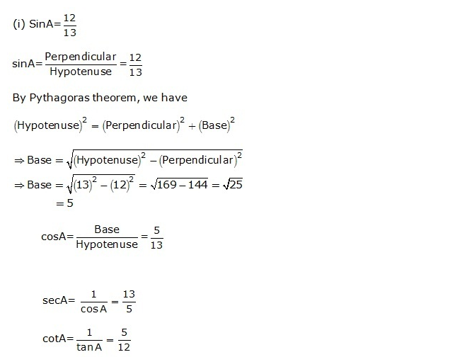 Frank ICSE Solutions for Class 9 Maths Trigonometrical Ratios Ex 26.1 1