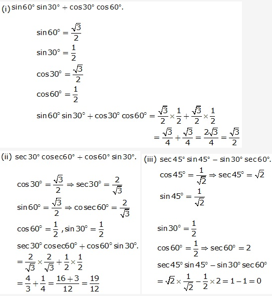 Frank ICSE Solutions for Class 9 Maths - Trigonometrical Ratios of Standard Angles 1