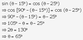 Frank ICSE Solutions for Class 9 Maths - Trigonometrical Ratios of Standard Angles 124