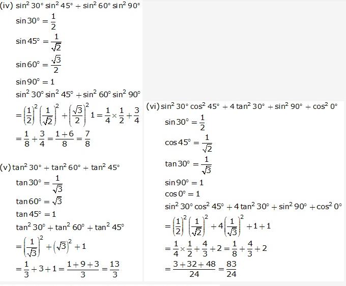 Frank ICSE Solutions for Class 9 Maths - Trigonometrical Ratios of Standard Angles 2