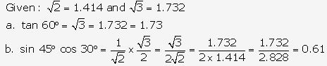 Frank ICSE Solutions for Class 9 Maths - Trigonometrical Ratios of Standard Angles 26