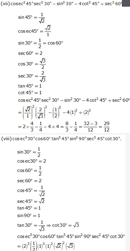 Frank ICSE Solutions for Class 9 Maths - Trigonometrical Ratios of Standard Angles 3