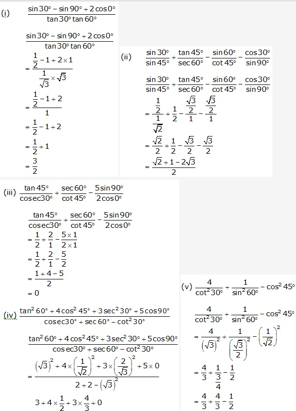 Frank ICSE Solutions for Class 9 Maths - Trigonometrical Ratios of Standard Angles 5