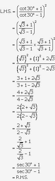 Frank ICSE Solutions for Class 9 Maths - Trigonometrical Ratios of Standard Angles 9