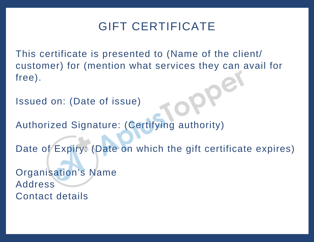 GIFT CERTIFICATE