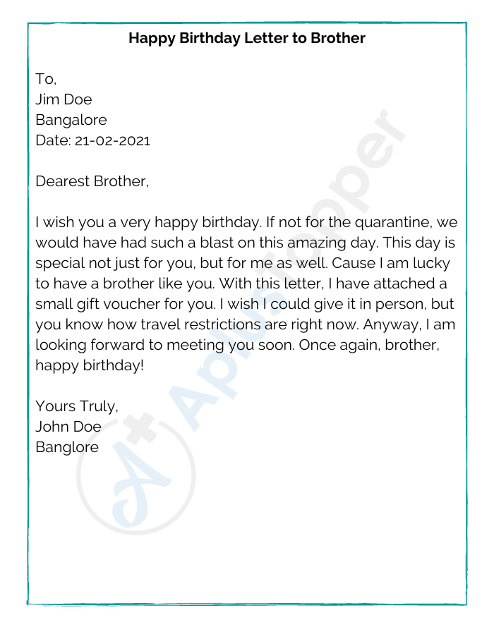 Happy Birthday Letter to Brother