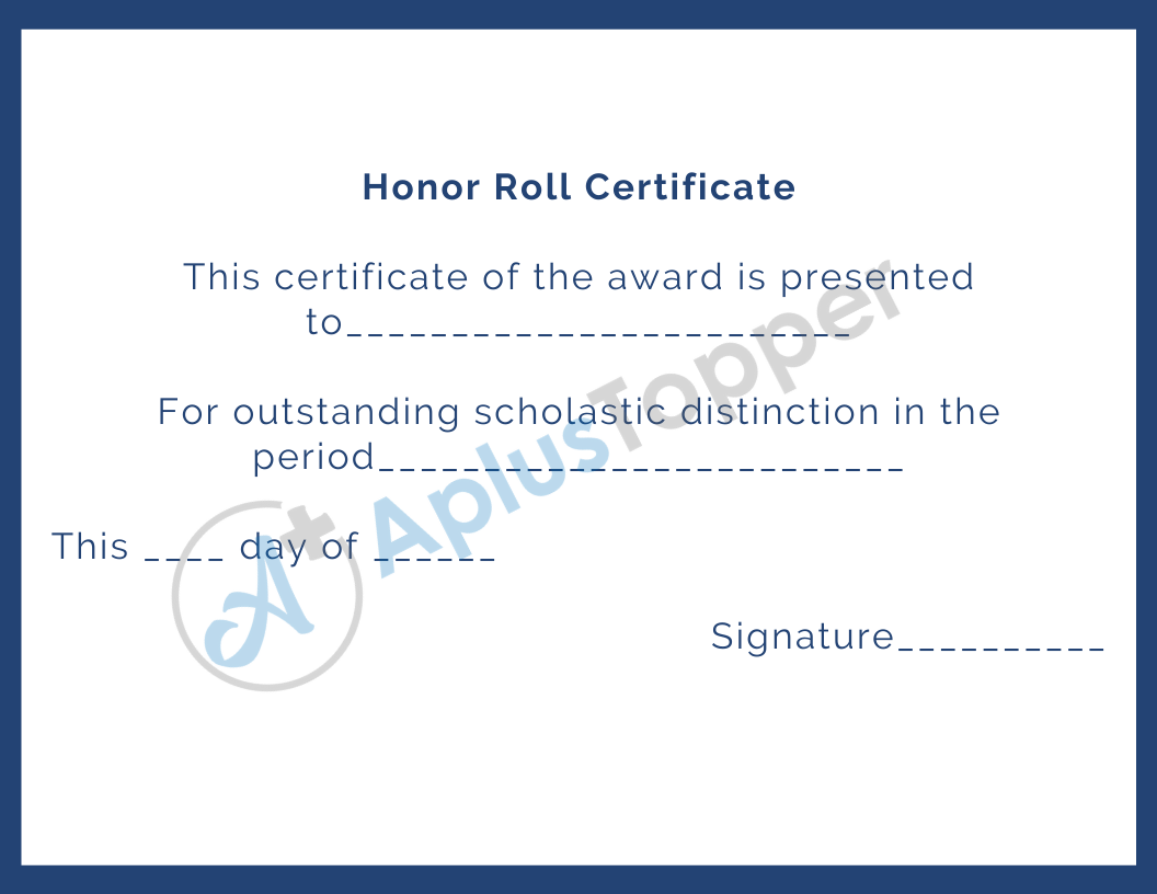 Honor Roll Certificate