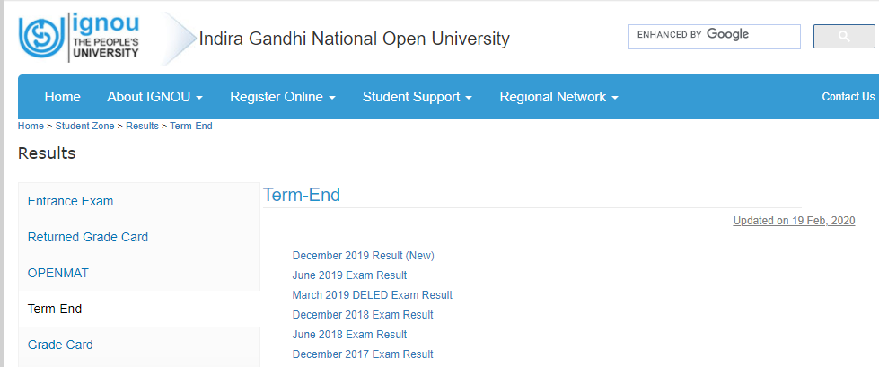 IGNOU Result 2020