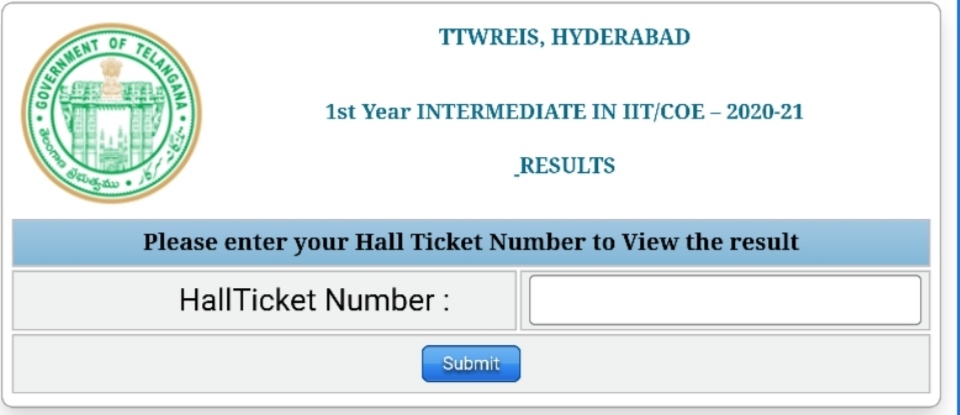 TTWREIS EntranceTest for COE/SOE/IIT Study Centre 1st Yr Intermediate Admission