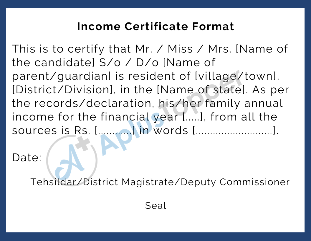 Income Certificate Format