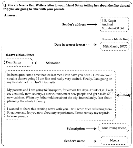 Informal Letter for Class 10 ICSE