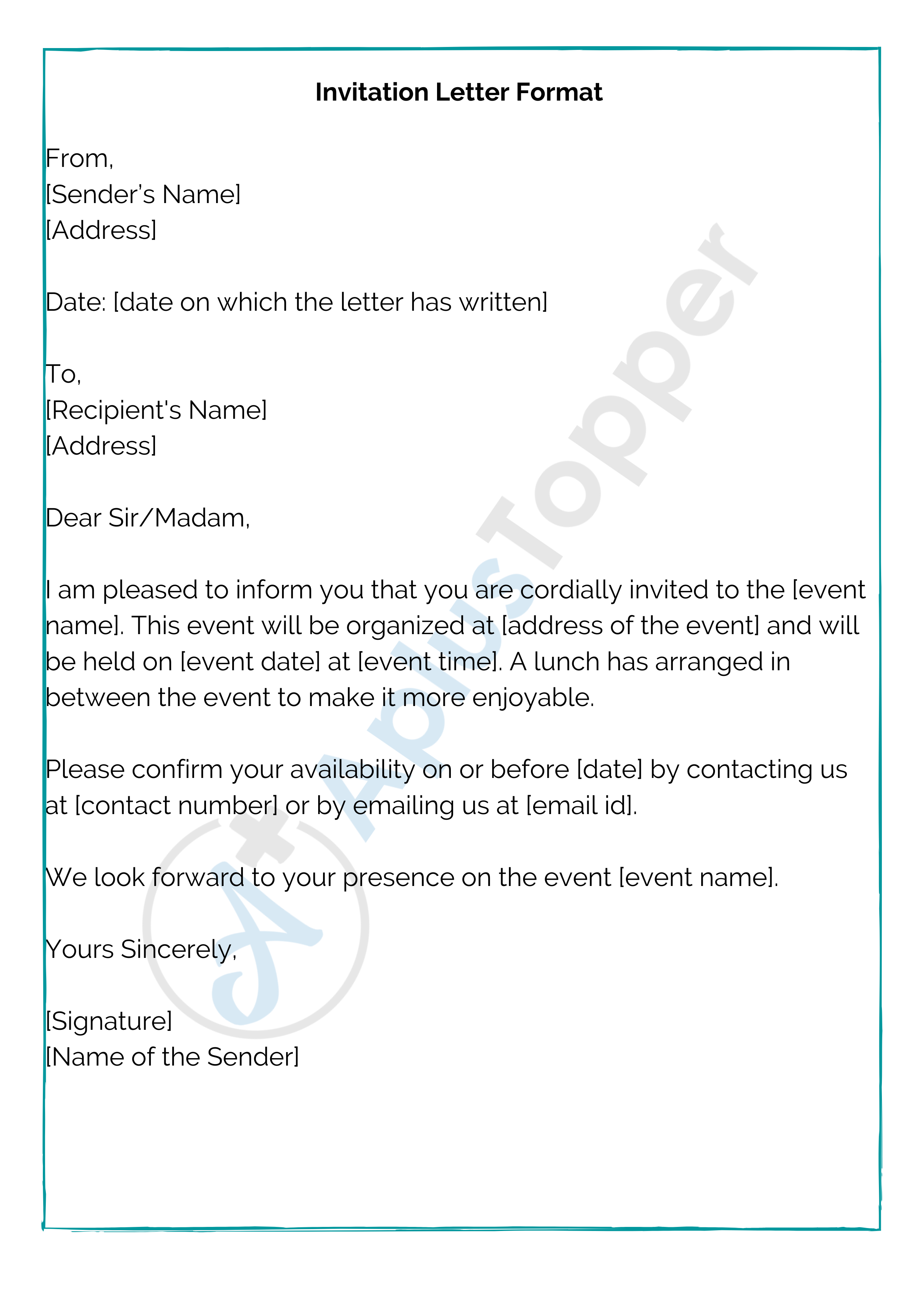 Invitation Letter Format