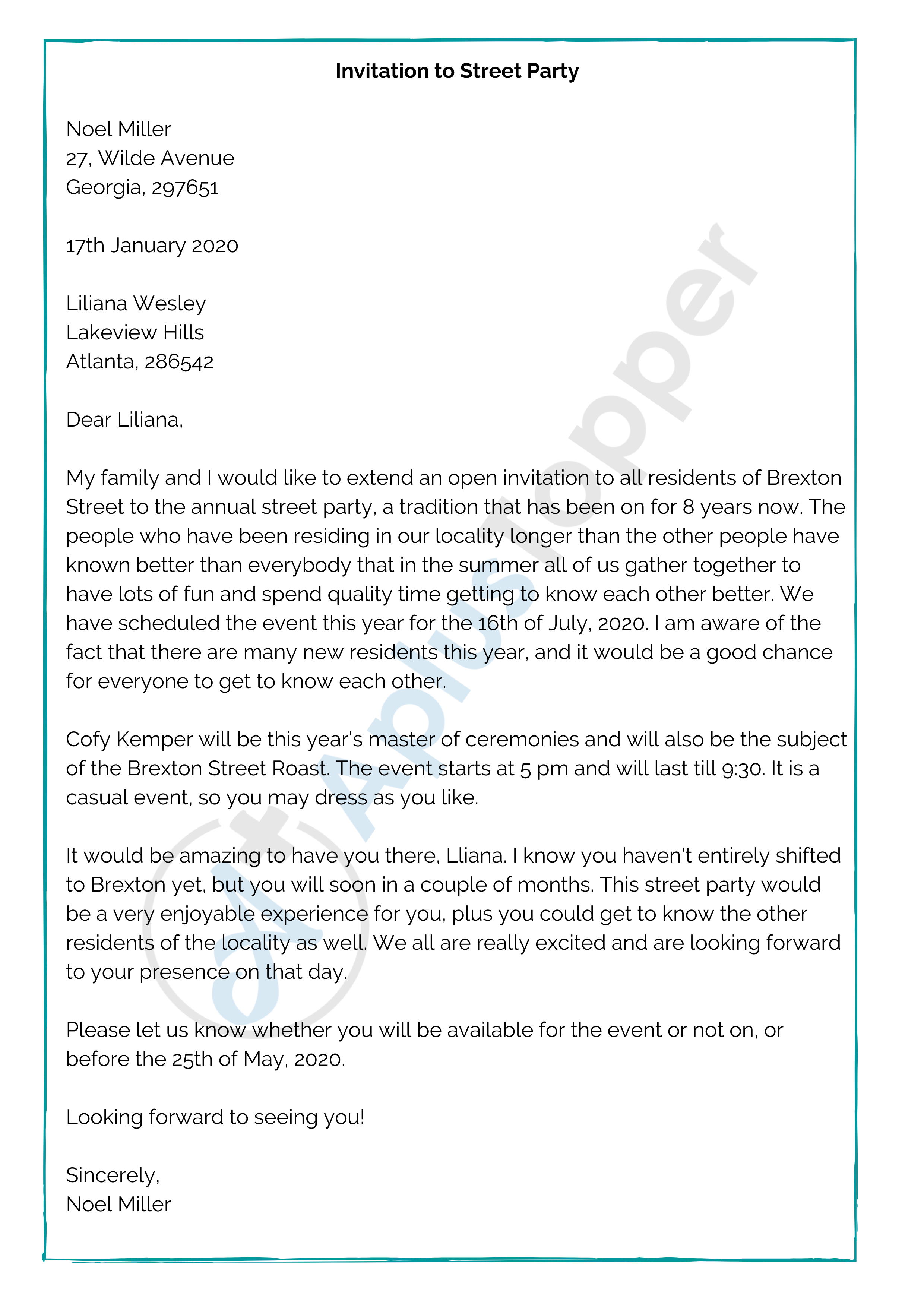 Invitation to Street Party