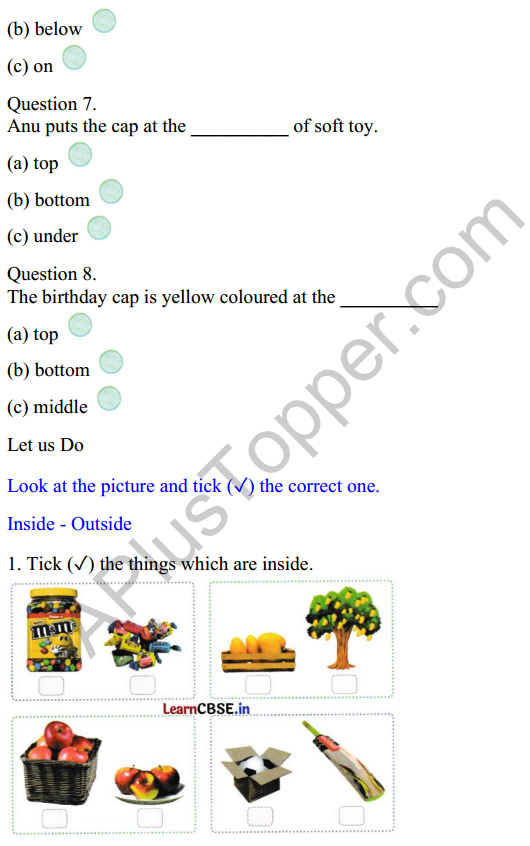 Joyful Class 1 Mathematics Worksheet Chapter 1 Finding the Furry Cat! (Pre-number Concepts) 3