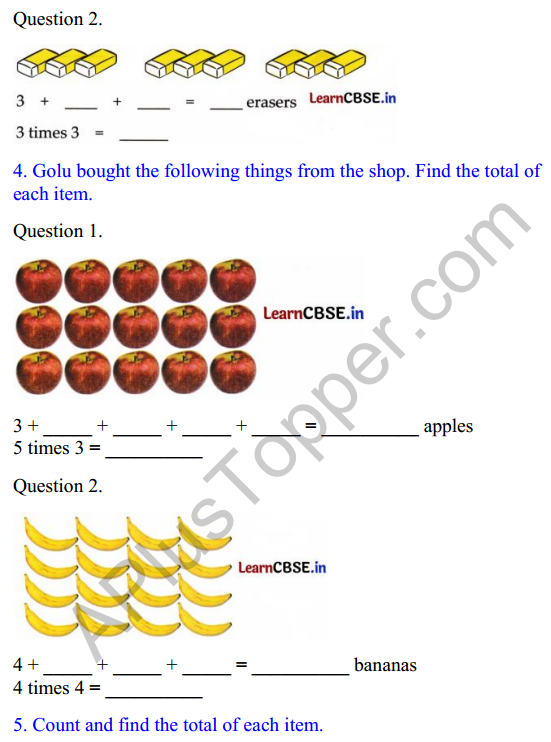 Joyful Class 1 Mathematics Worksheet Chapter 11 How Many Times (Multiplication) 4