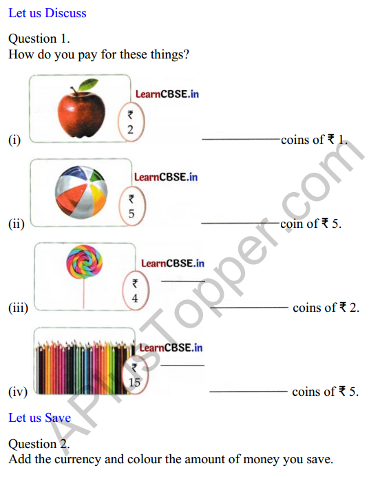 Joyful Class 1 Mathematics Worksheet Chapter 12 How Much Can We Spend (Money) 1